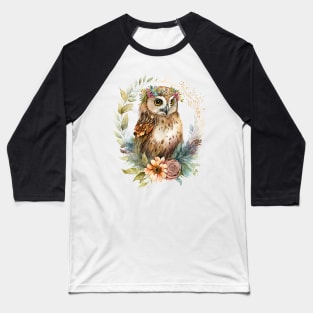 Watercolor Boho Owl Baseball T-Shirt